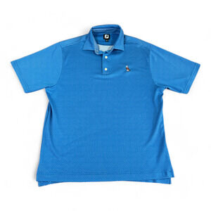 FootJoy Polo Shirt Adult LARGE Blue White Dots Golf Caddy Lightweight Polyester